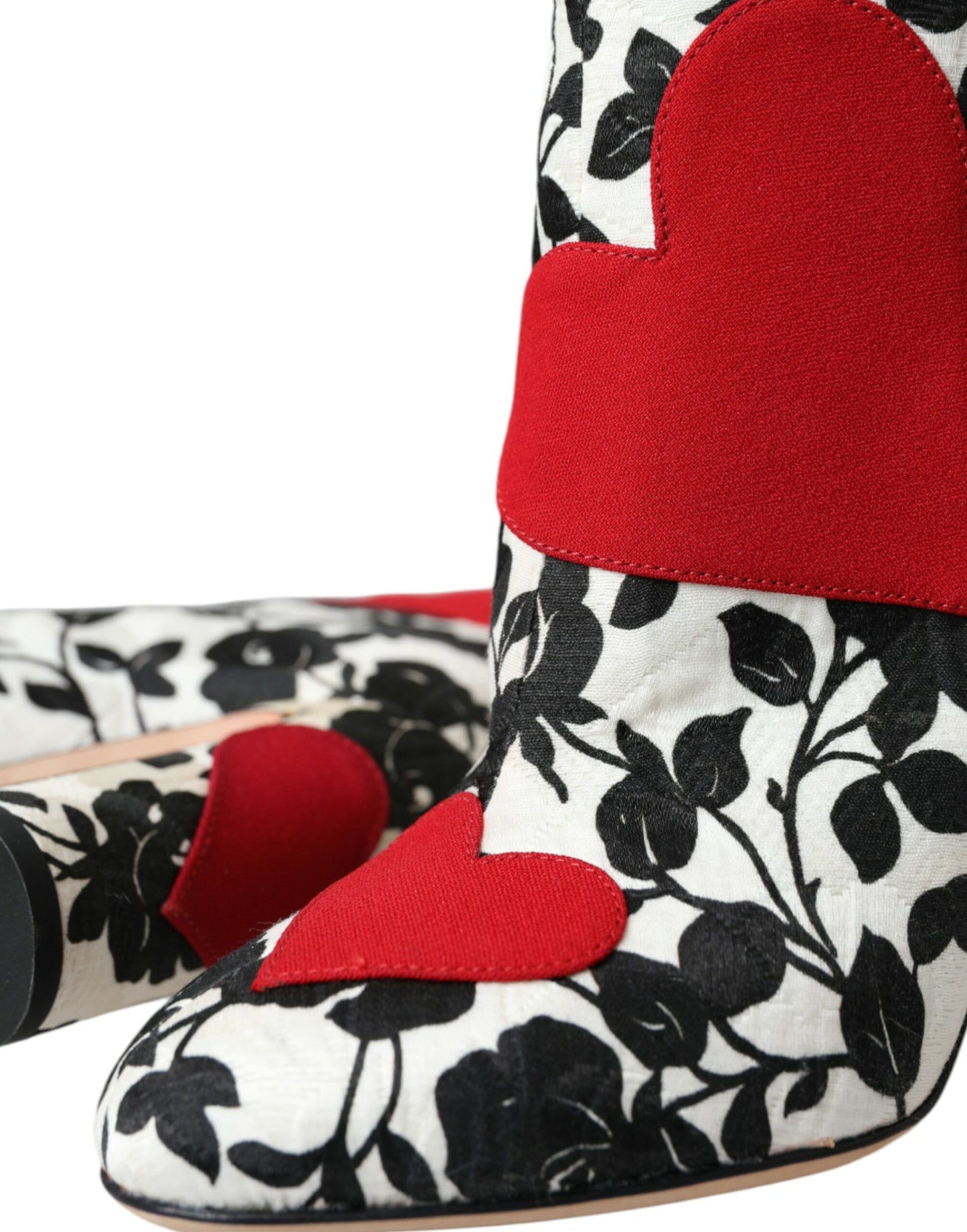 Weiße Blumenherzen Leder Stiefeletten Schuhe