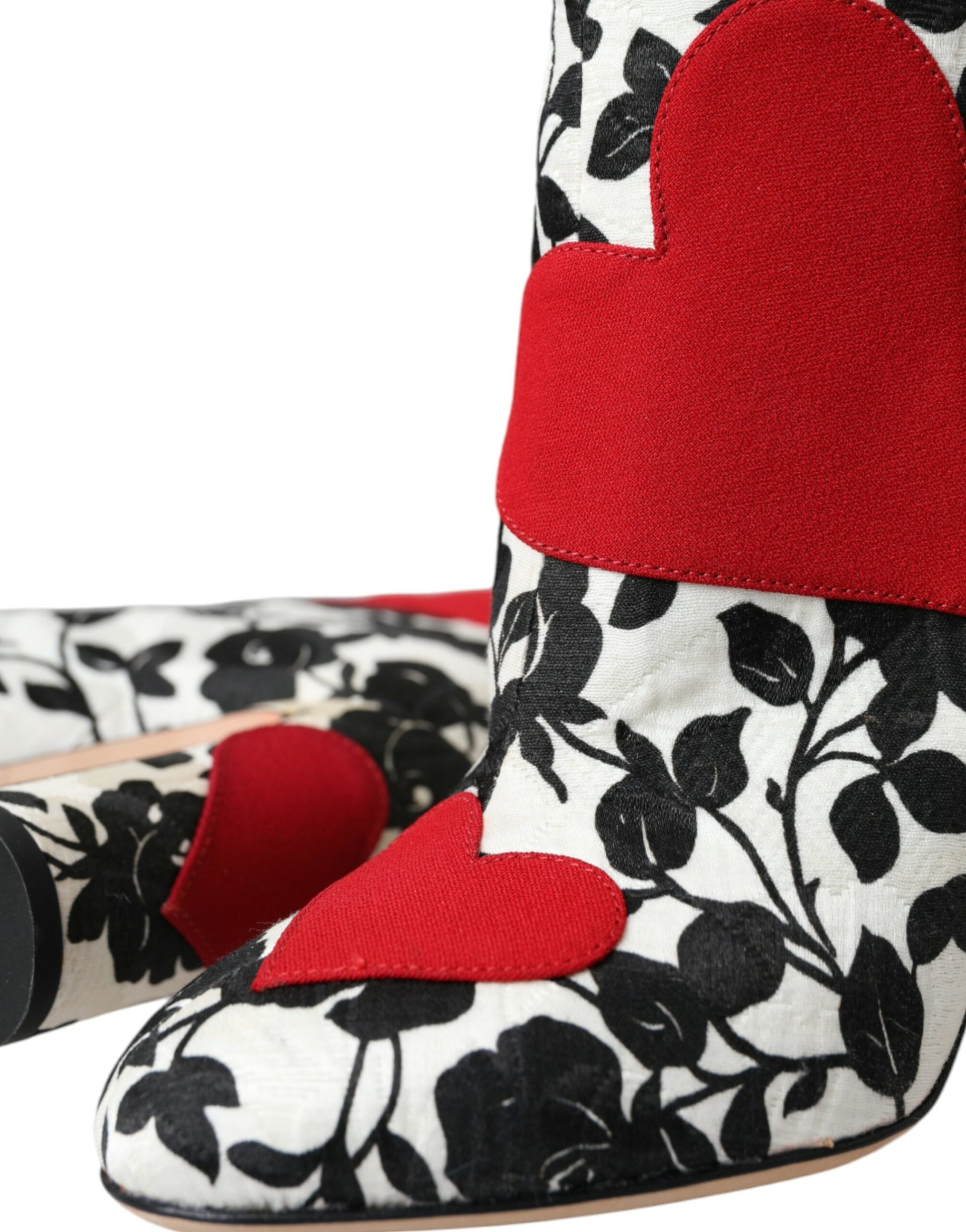 Weiße Blumenherzen Leder Stiefeletten Schuhe