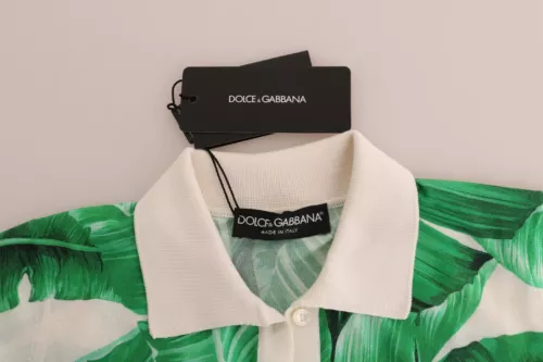 Grünes Seiden-Poloshirt mit Bananen-Print