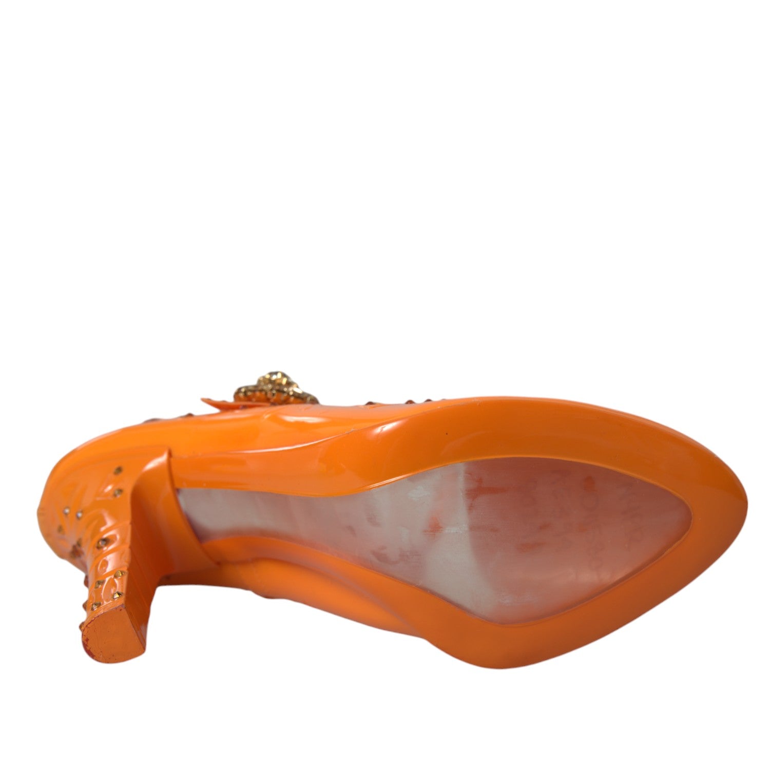 Orange CINDERELLA Pumps mit Blumenmuster und Kristallen