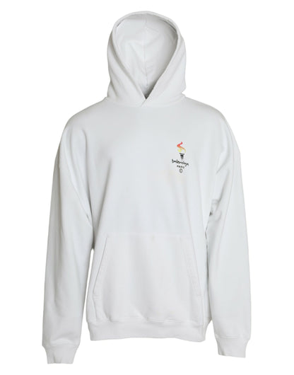 Weißer Kapuzenpullover aus Baumwolle mit Logo