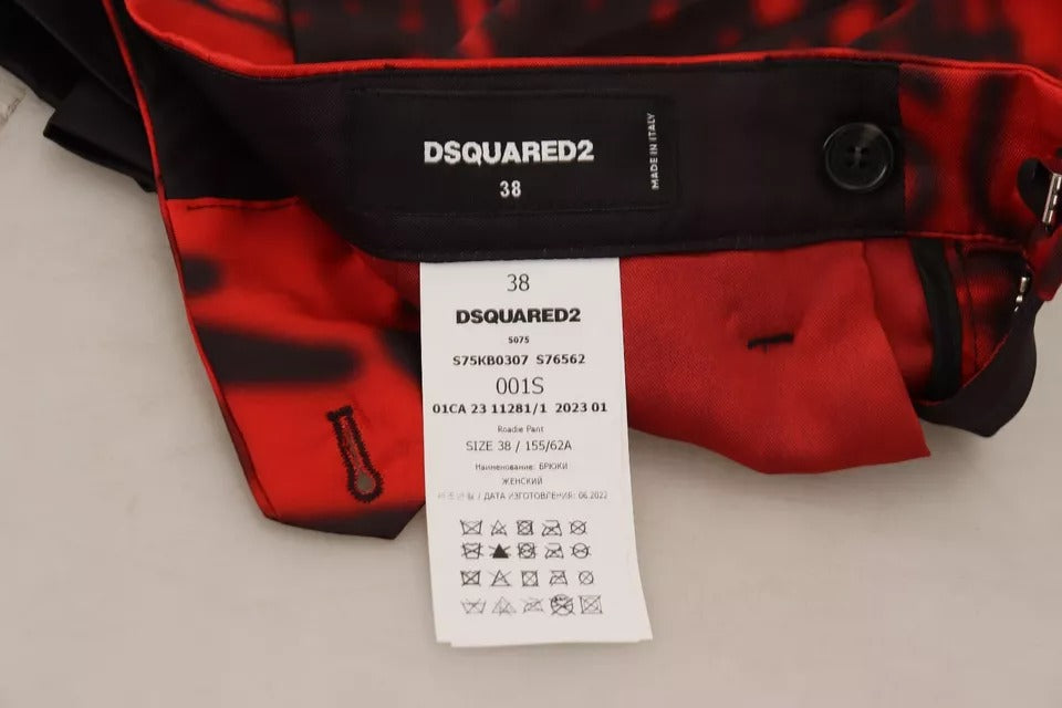 Rote bedruckte gerade Hose mit hoher Taille
