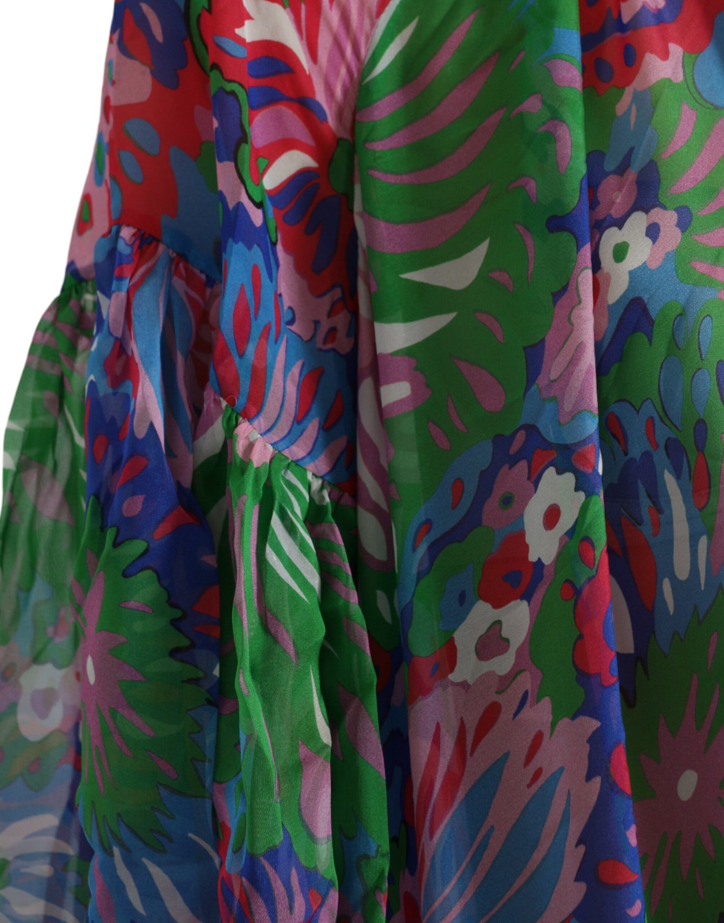 Mehrfarbiges Maxi-Kaftan-Kleid aus Seide mit Blumenmuster