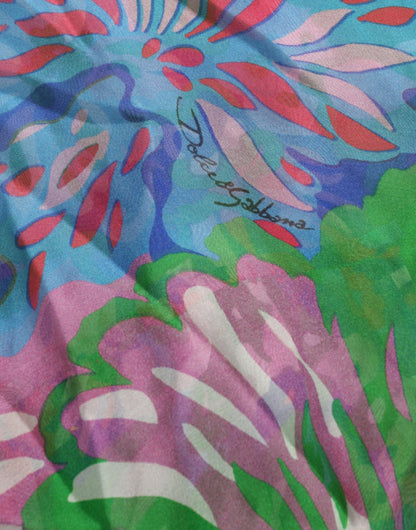 Mehrfarbiges Maxi-Kaftan-Kleid aus Seide mit Blumenmuster