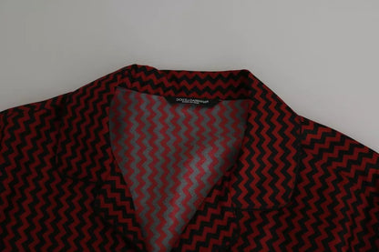 Schwarz-rotes Freizeithemd mit Zickzack-Muster