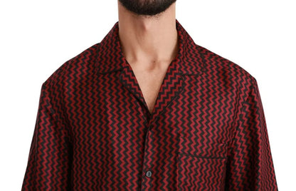 Schwarz-rotes Freizeithemd mit Zickzack-Muster