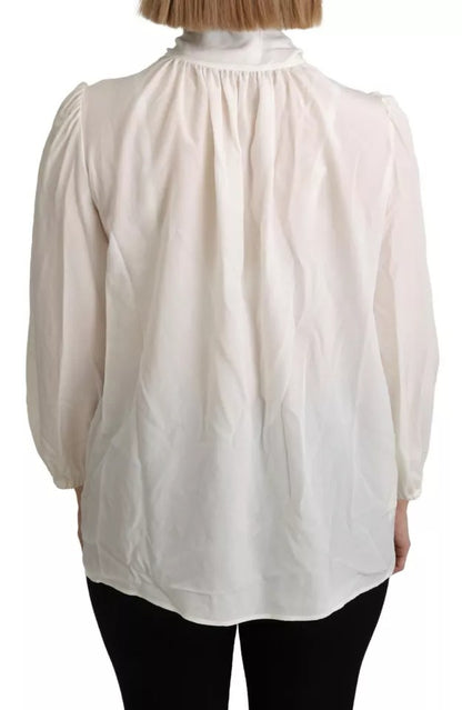 Off-White - Langärmlige Bluse mit Schalkragen aus Seide
