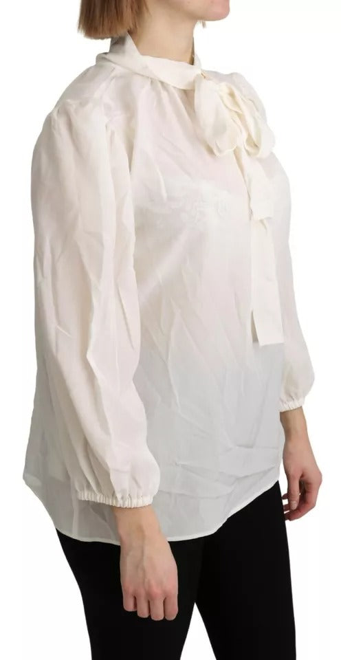 Off-White - Langärmlige Bluse mit Schalkragen aus Seide