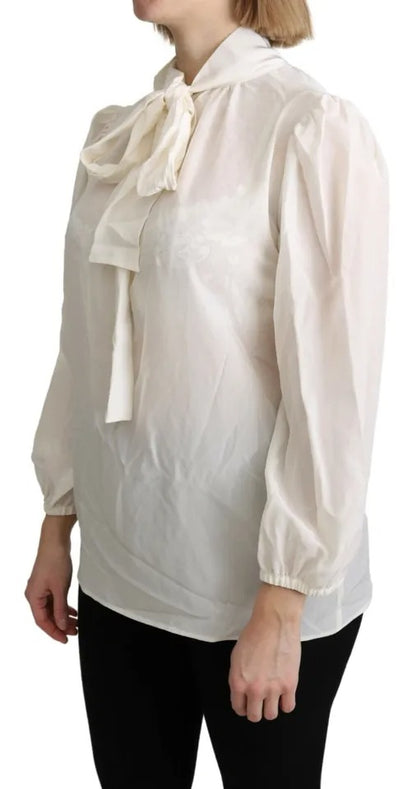 Off-White - Langärmlige Bluse mit Schalkragen aus Seide