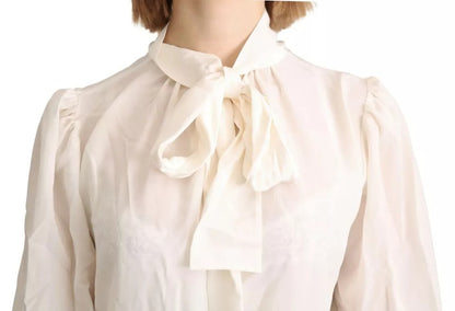 Off-White - Langärmlige Bluse mit Schalkragen aus Seide