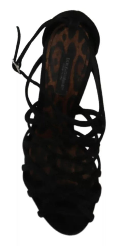 Schwarze Stilettos aus Wildleder mit Knöchelriemen