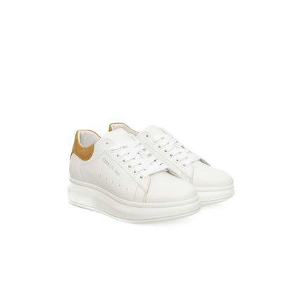 Weiße Leder Damen Sneaker