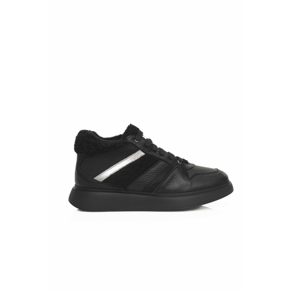 Black Cowhide Women Sneaker
