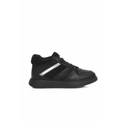 Black Cowhide Women Sneaker