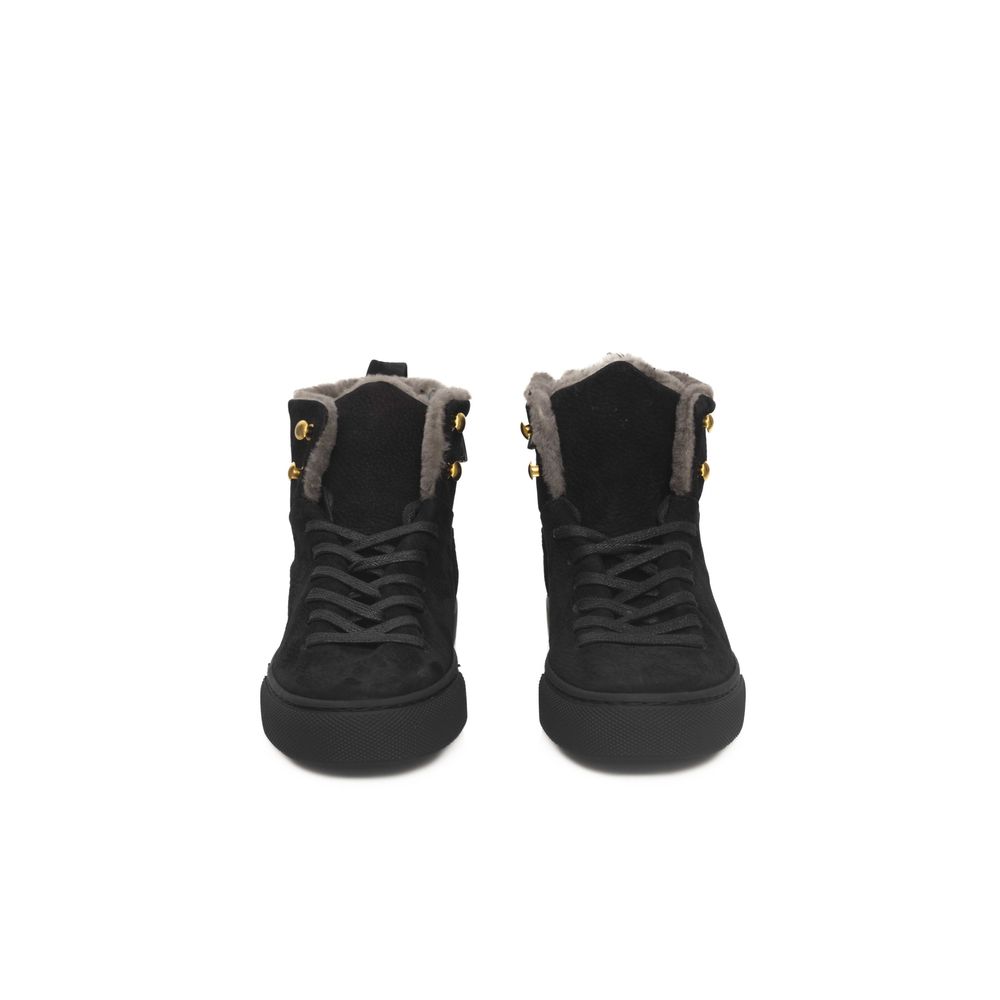 Black Cowhide Women Sneaker