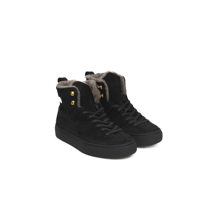 Black Cowhide Women Sneaker