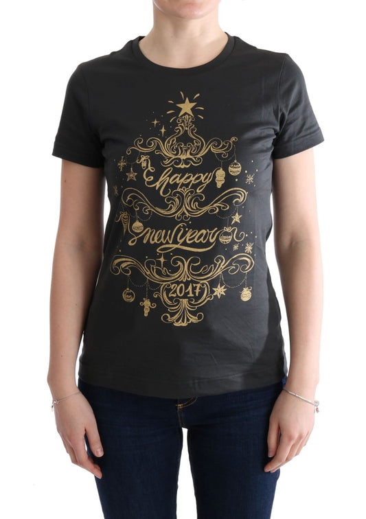 Elegantes graues Baumwoll-T-Shirt mit exklusivem Druck