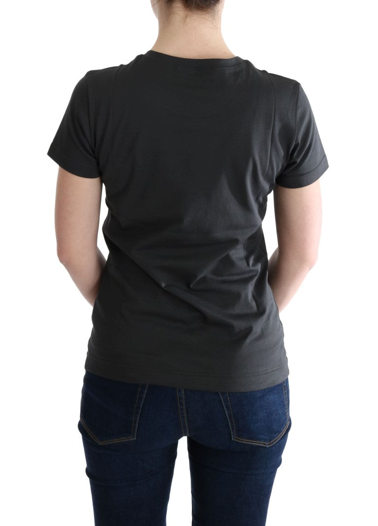 Elegantes graues Baumwoll-T-Shirt mit exklusivem Druck