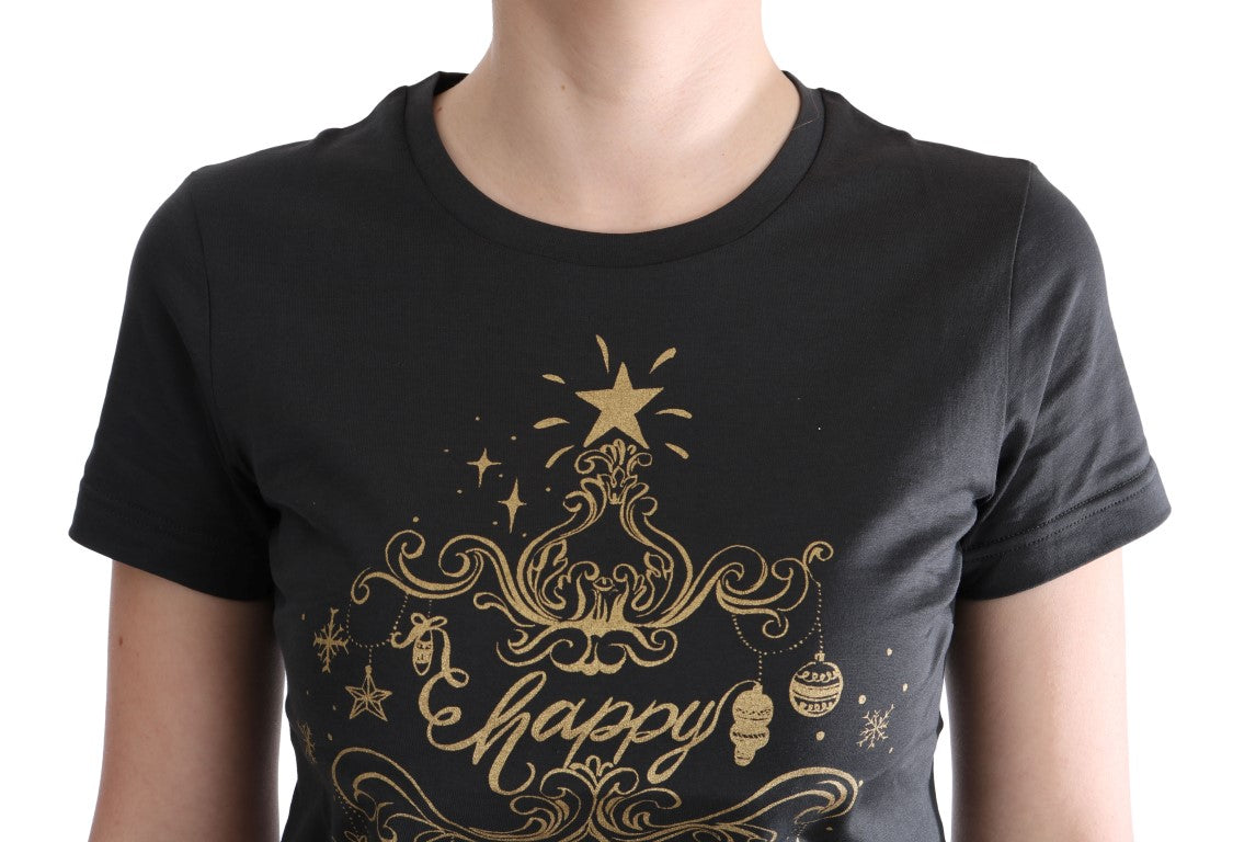 Elegantes graues Baumwoll-T-Shirt mit exklusivem Druck
