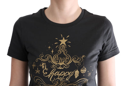 Elegantes graues Baumwoll-T-Shirt mit exklusivem Druck