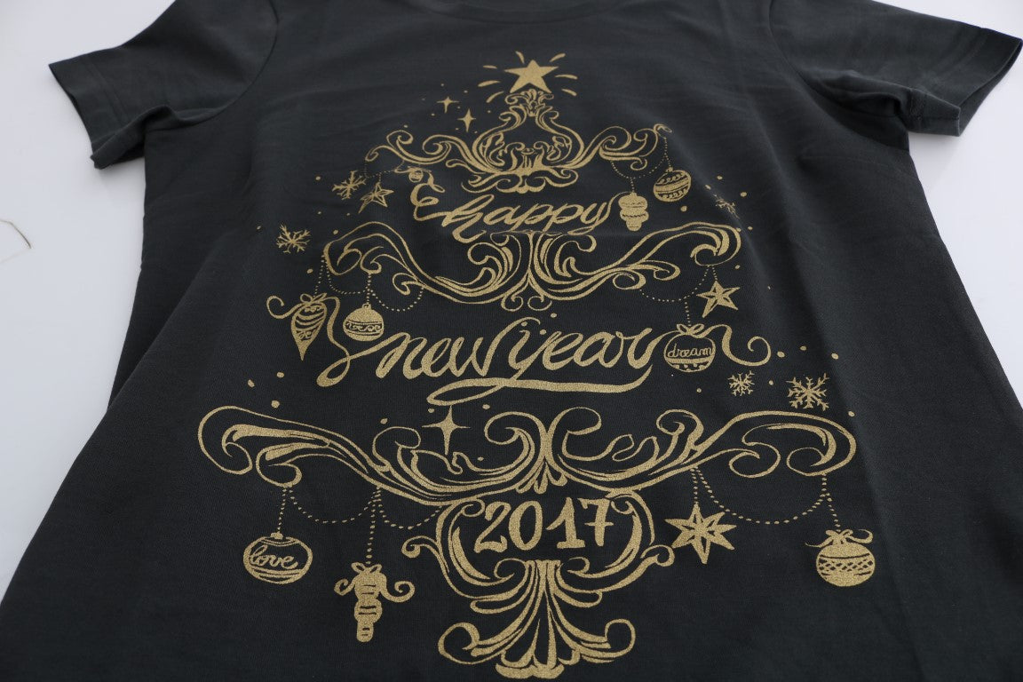 Elegantes graues Baumwoll-T-Shirt mit exklusivem Druck