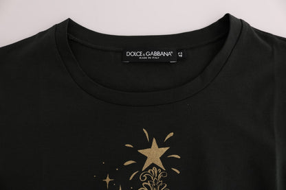 Smaragdgrünes Baumwoll-T-Shirt mit 2017-Aufdruck