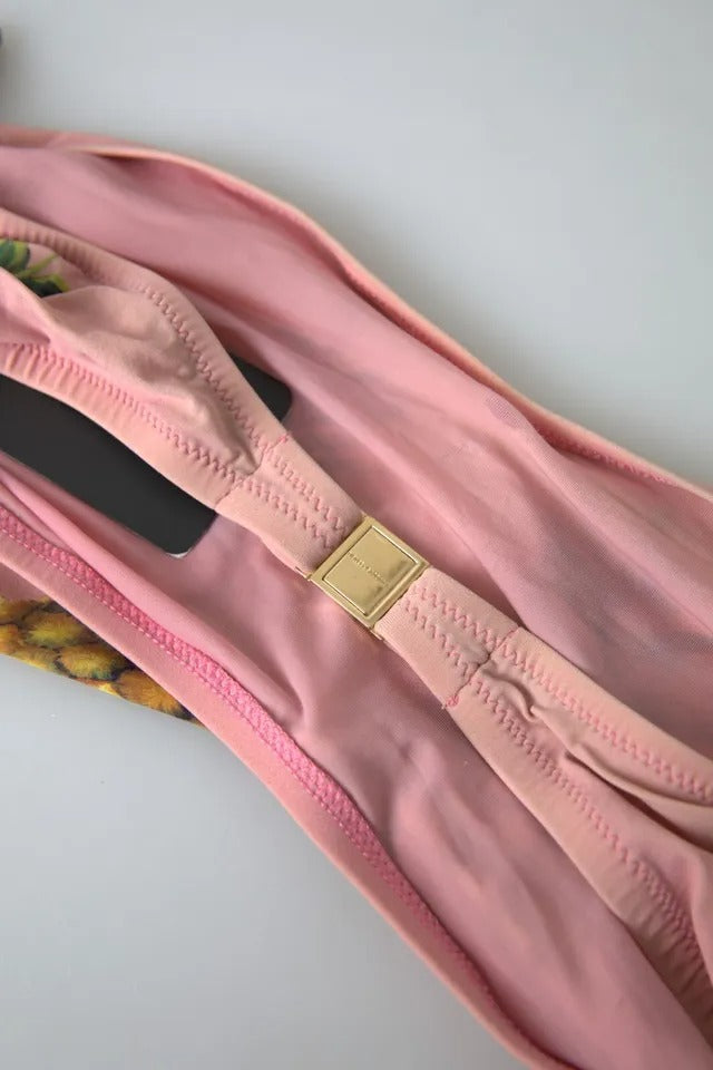 Rosa bedruckter Beachwear-Bikinioberteil-Badeanzug