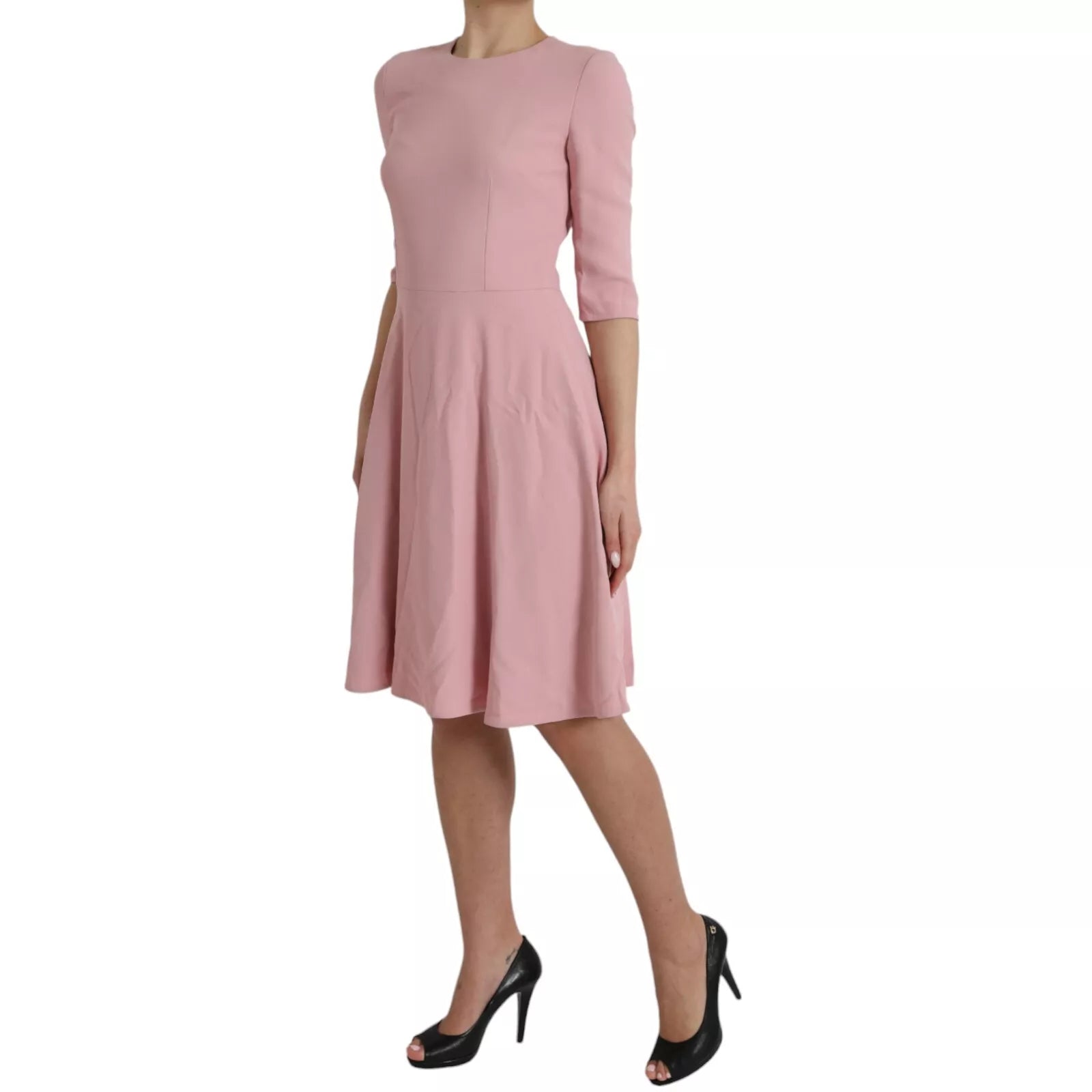Rosa A-Linien-Kleid aus Viskose mit ausgestellten Ärmeln