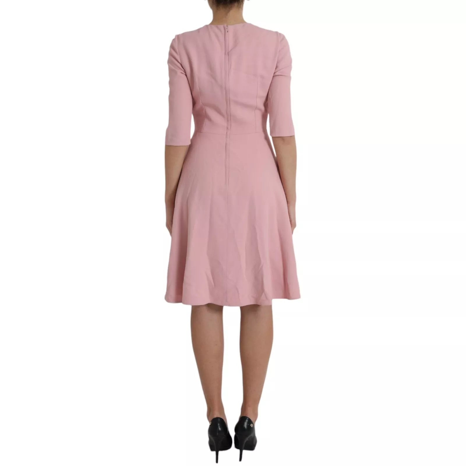 Rosa A-Linien-Kleid aus Viskose mit ausgestellten Ärmeln