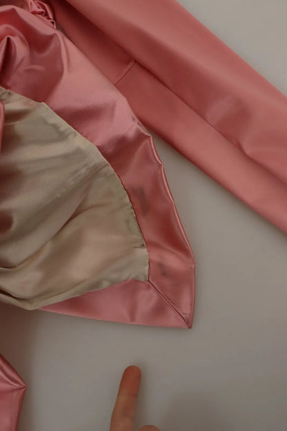Rosa, langärmliges, figurbetontes Midikleid