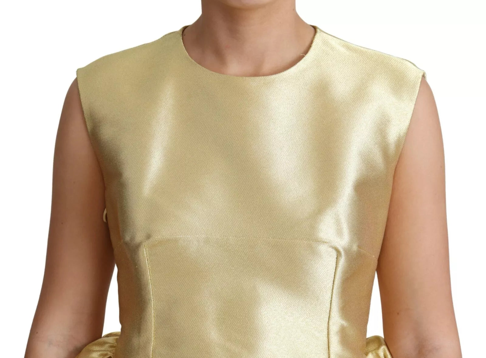 Ärmelloses A-Linien-Tüllkleid aus Polyester in Gold