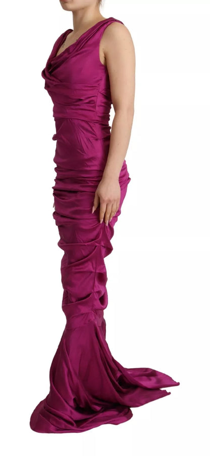 Meerjungfrau-Etuikleid aus Stretch-Seide in Fuchsia