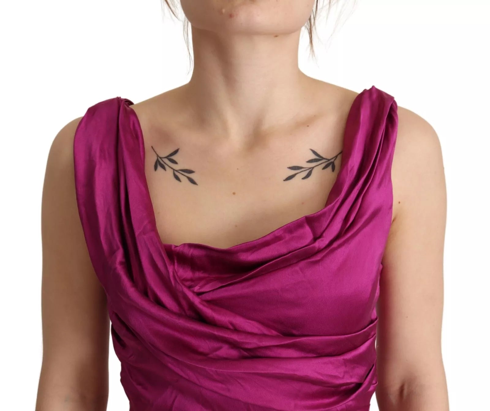 Meerjungfrau-Etuikleid aus Stretch-Seide in Fuchsia