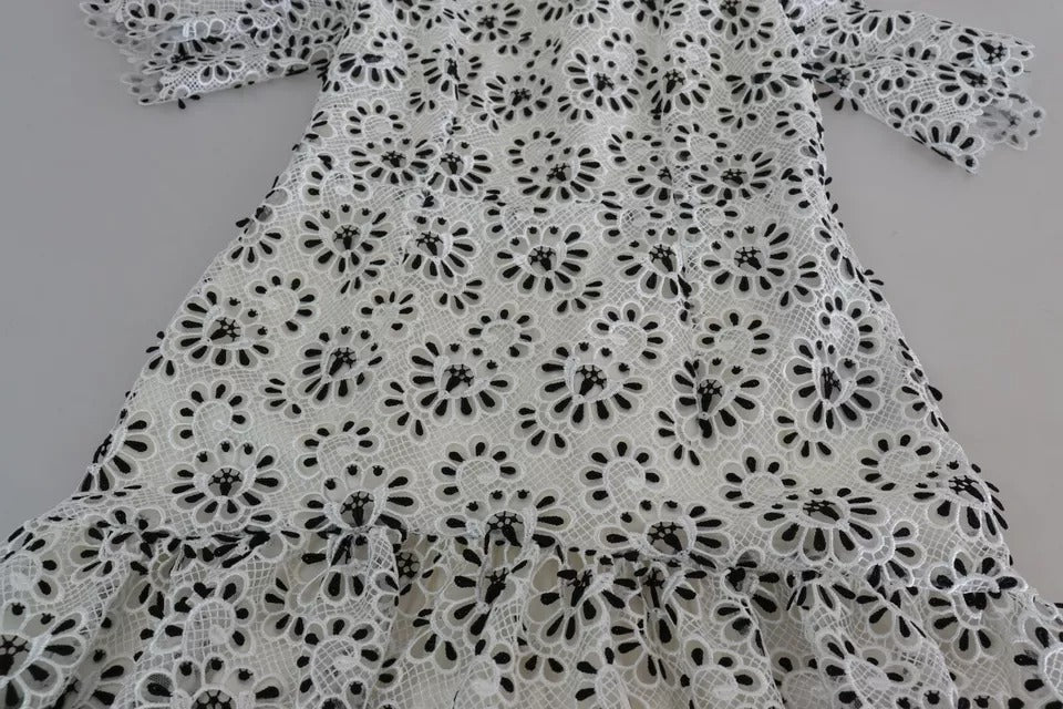 Weißes A-Linien-Midikleid aus Polyester mit Cut-out-Design