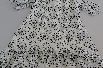 Weißes A-Linien-Midikleid aus Polyester mit Cut-out-Design