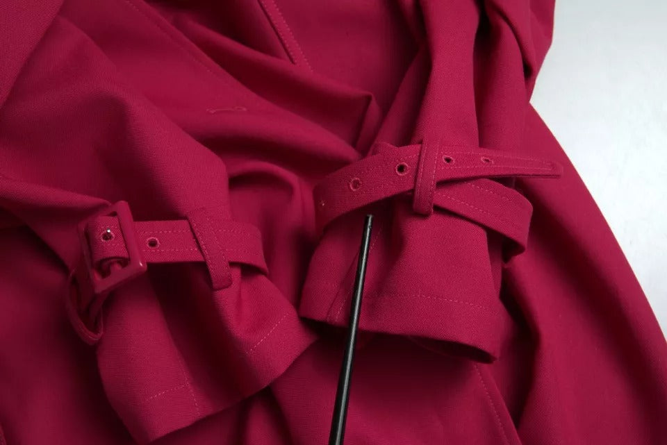 Dunkelrosa zweireihige Trenchcoat-Jacke
