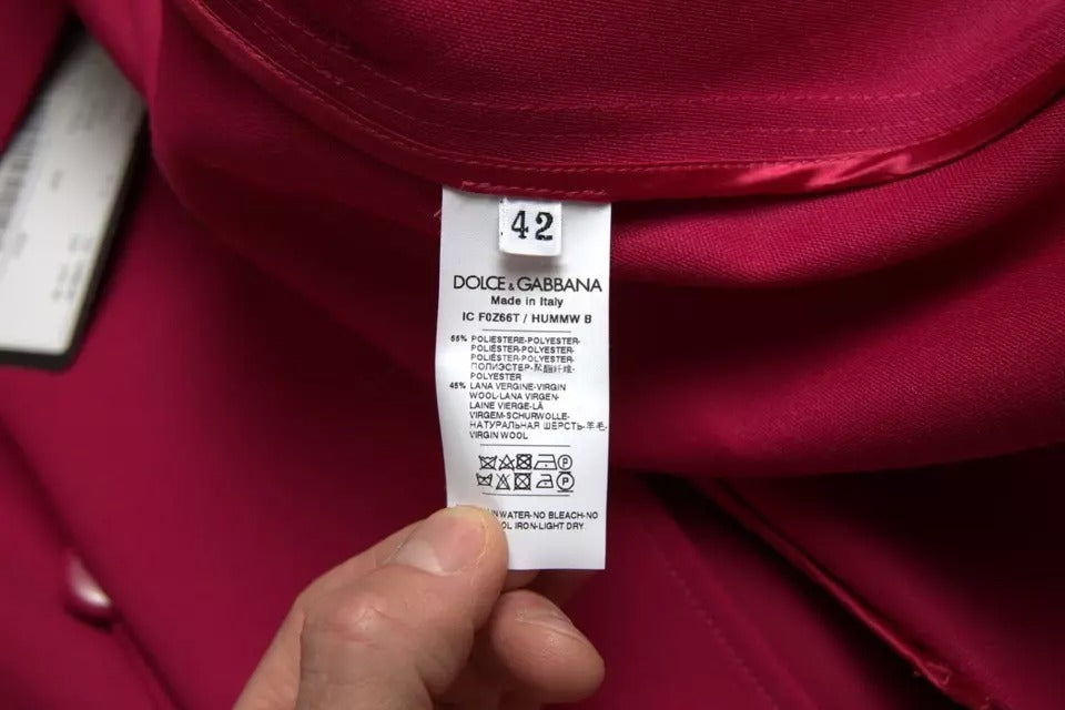 Dunkelrosa zweireihige Trenchcoat-Jacke