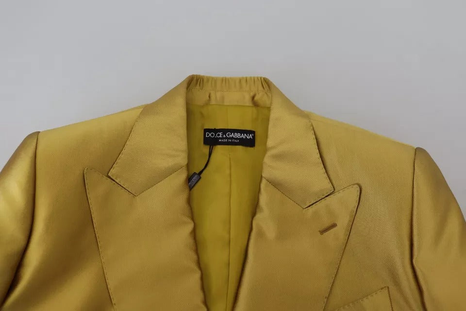 Goldfarbener Blazer aus Satin mit langen Ärmeln