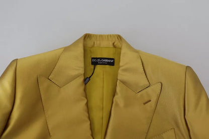 Goldfarbener Blazer aus Satin mit langen Ärmeln