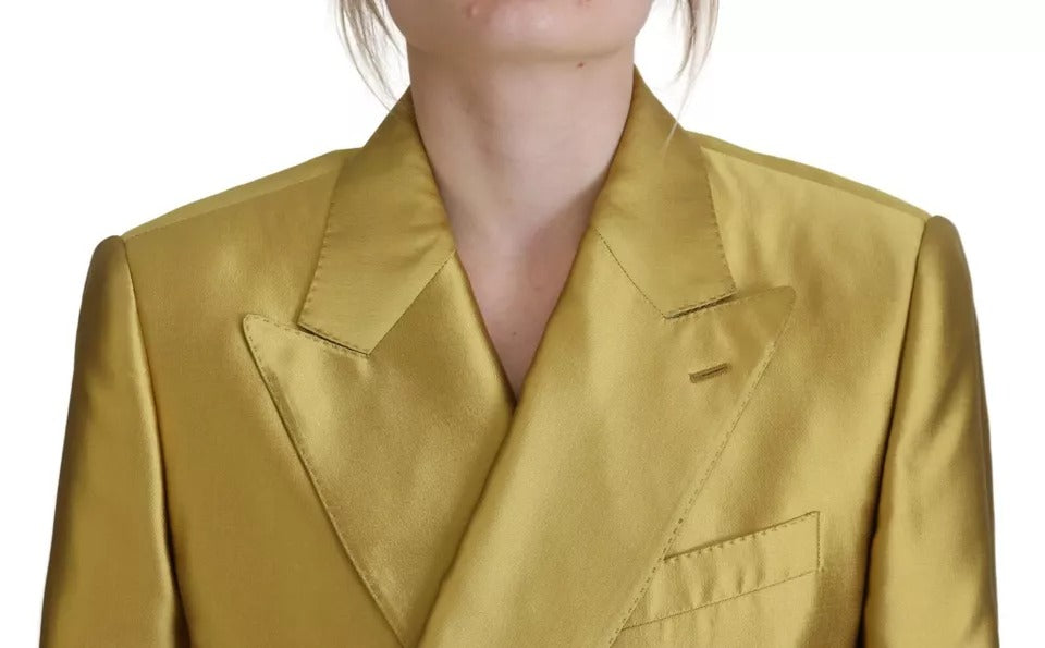 Goldfarbener Blazer aus Satin mit langen Ärmeln