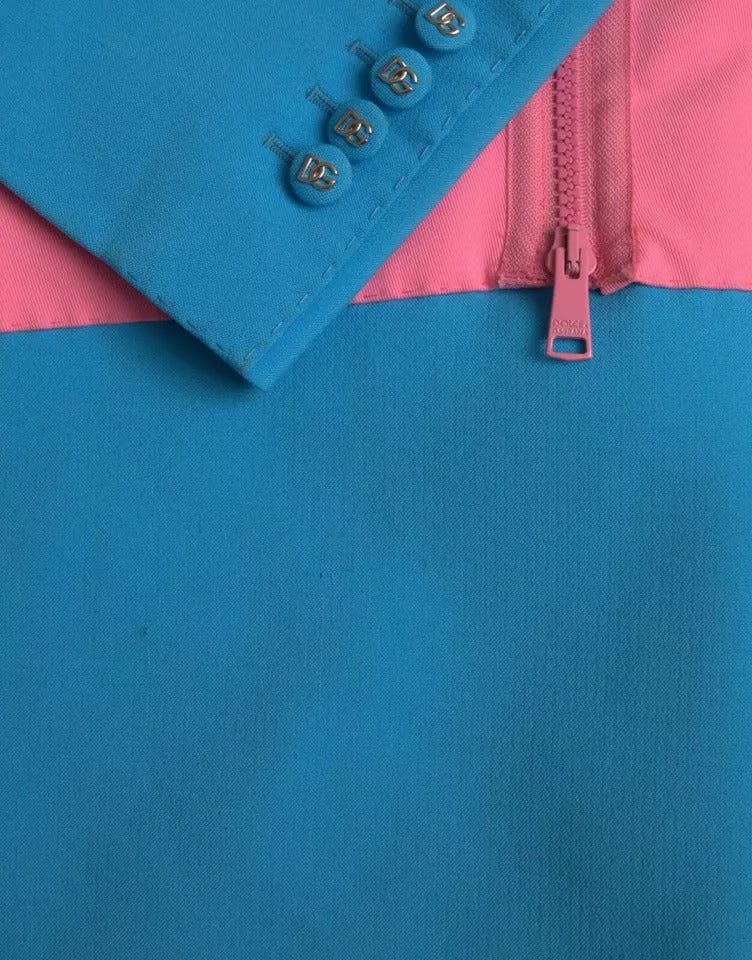 Mehrfarbige Patchwork-Manteljacke mit steigendem Revers