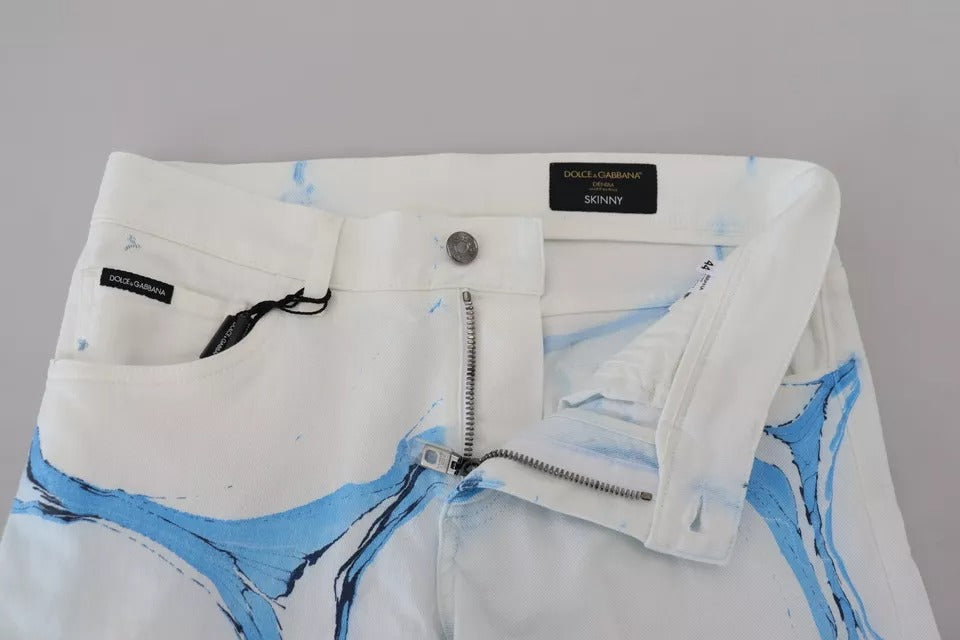 Weiß-blaue Skinny-Jeans aus Baumwolle