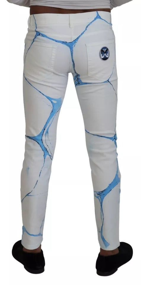 Weiß-blaue Skinny-Jeans aus Baumwolle