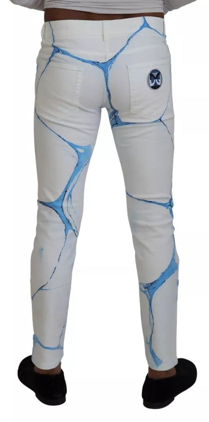 Weiß-blaue Skinny-Jeans aus Baumwolle