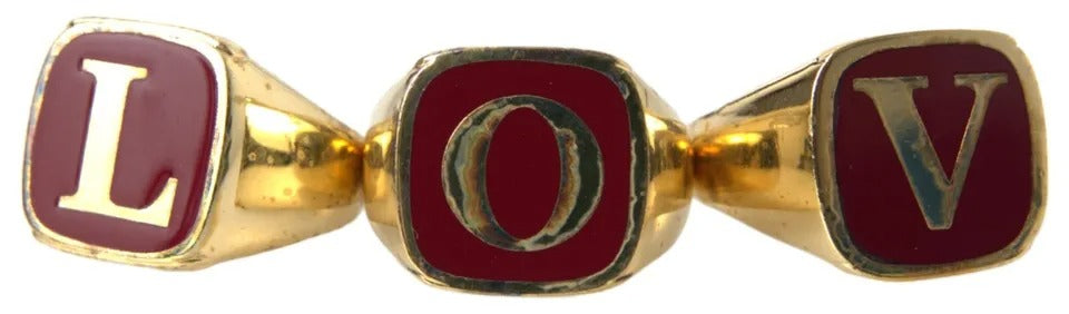Gold Messing LOVE Emaille 3er Set Ring