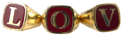 Gold Messing LOVE Emaille 3er Set Ring