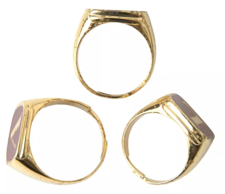Gold Messing LOVE Emaille 3er Set Ring