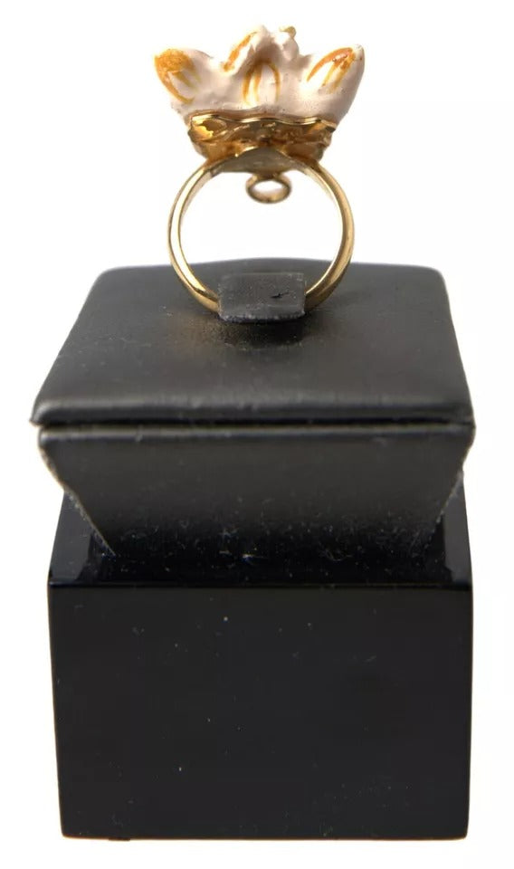 Gold Messing Harz Beige Hund Haustier Zubehör Ring