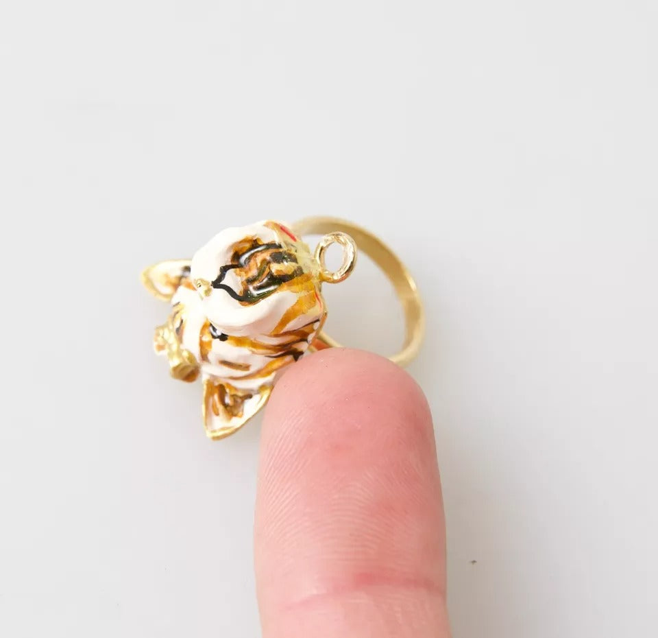 Gold Messing Harz Beige Hund Haustier Zubehör Ring