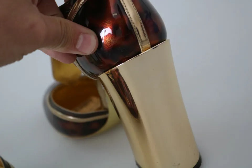 Gold Leopard T-Riemen Pumps Sandalen Schuhe